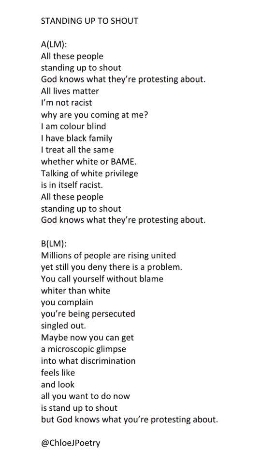 STANDING UP TO SHOUT